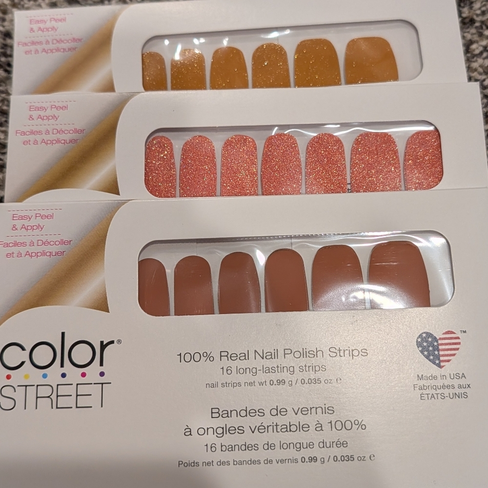 Color Street Golden Rule, Cape Coral, Maple Me Crazy Nail Strips